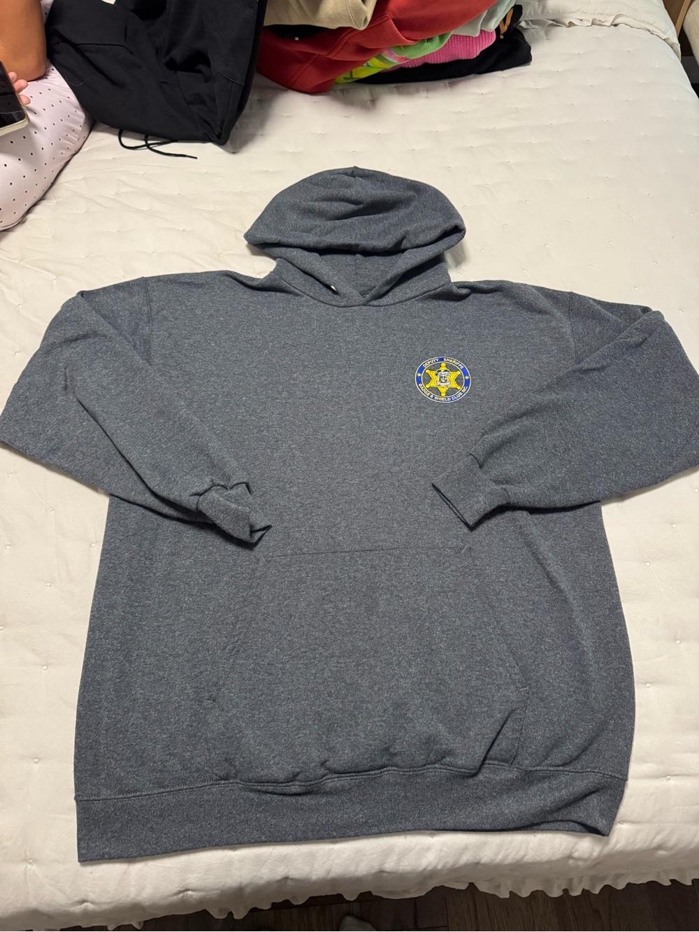 Hanes Charcoal Gray Pullover Hoodie with Small Chest Patch